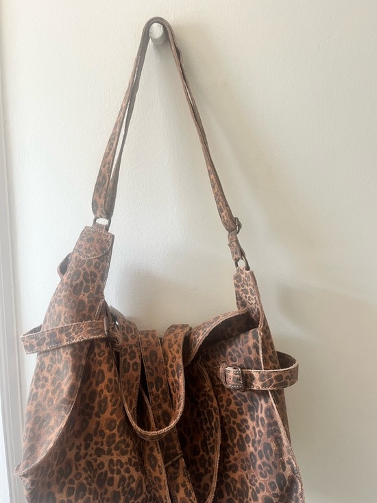 Free People Handbags - Free People Brown Leopard-Print Hobo Shoulder Bag